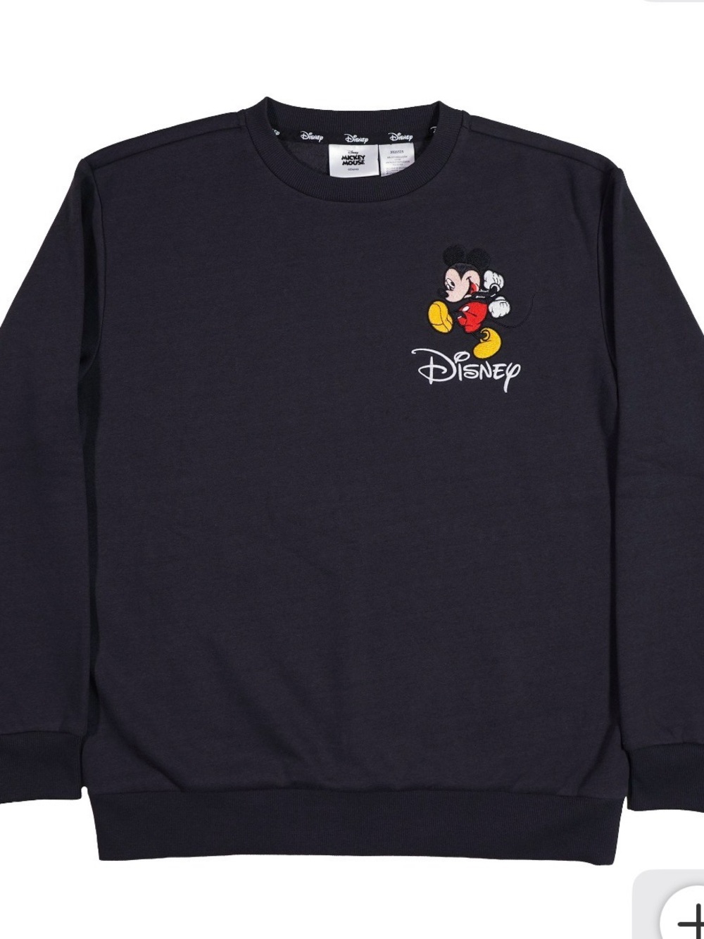 Disney Mickey Mouse Black Embroidered Crewneck Sweatshirt Unisex